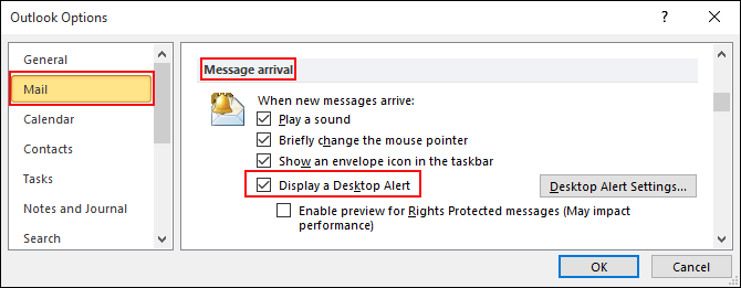 desktop alerts display
